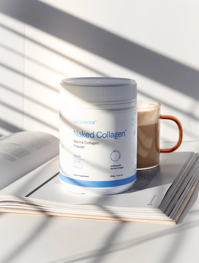 Naked Collagen™ Marine Collagen Powder with coffee cup