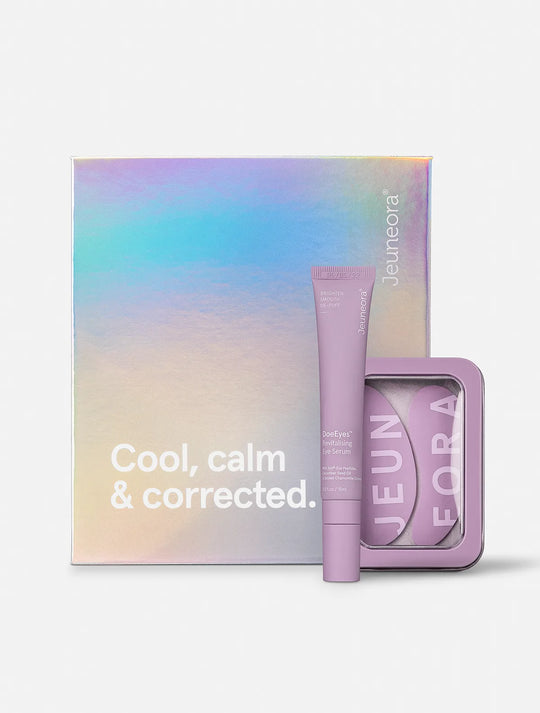 Limited edition DoeEyes eye serum gift box with reusable eye masks